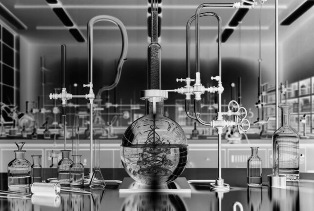 chemist's laboratory bench shot